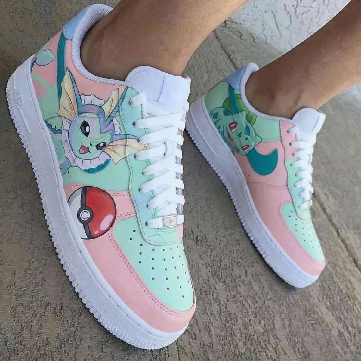 Pokemon Theme Baby Pink Mint Green Custom Air Force 1
