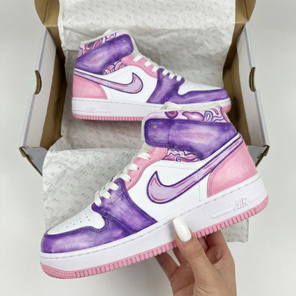 Psychedelic Pattern Baby Pink Purple Custom Air Force 1