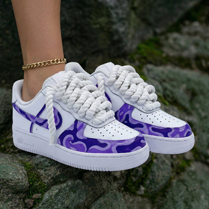 Purple Swirl Pattern White Purple Custom Air Force 1
