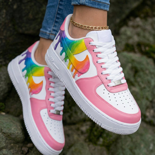 Rainbow Drip Baby Pink Custom Air Force 1