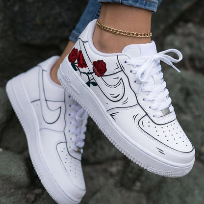 Red Roses Black Outline Custom Air Force 1