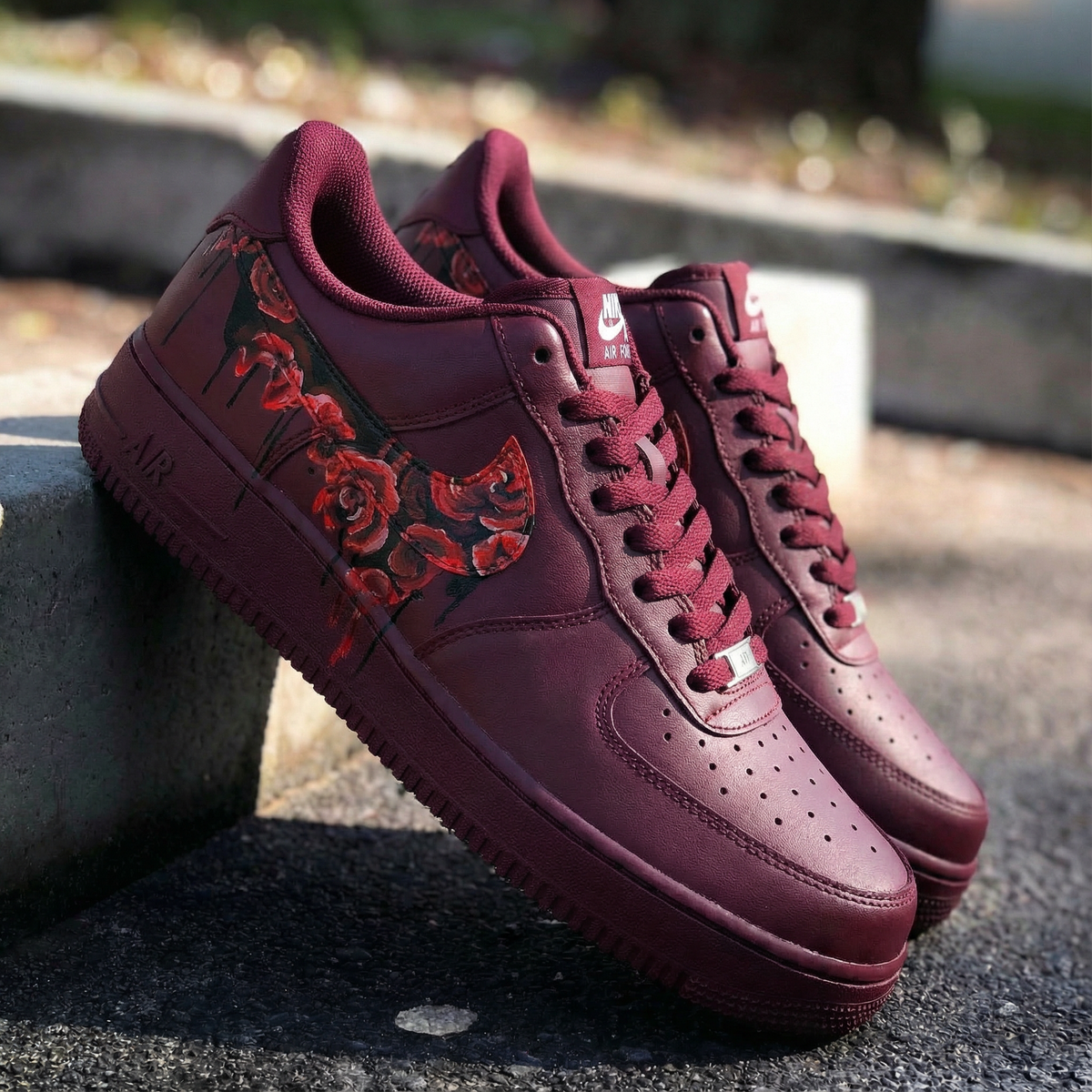 Rose Pattern Maroon Custom Air Force 1
