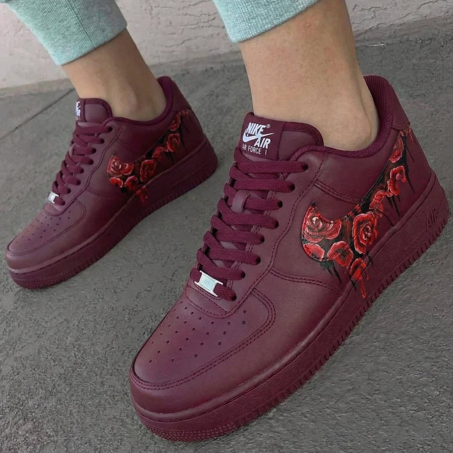 Rose Pattern Maroon Custom Air Force 1