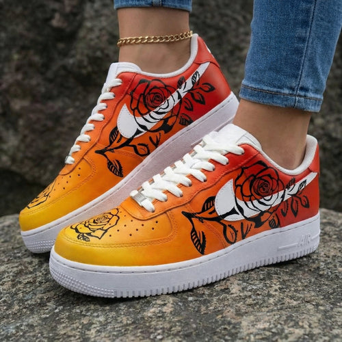 Rose Pattern Orange Red Custom Air Force 1