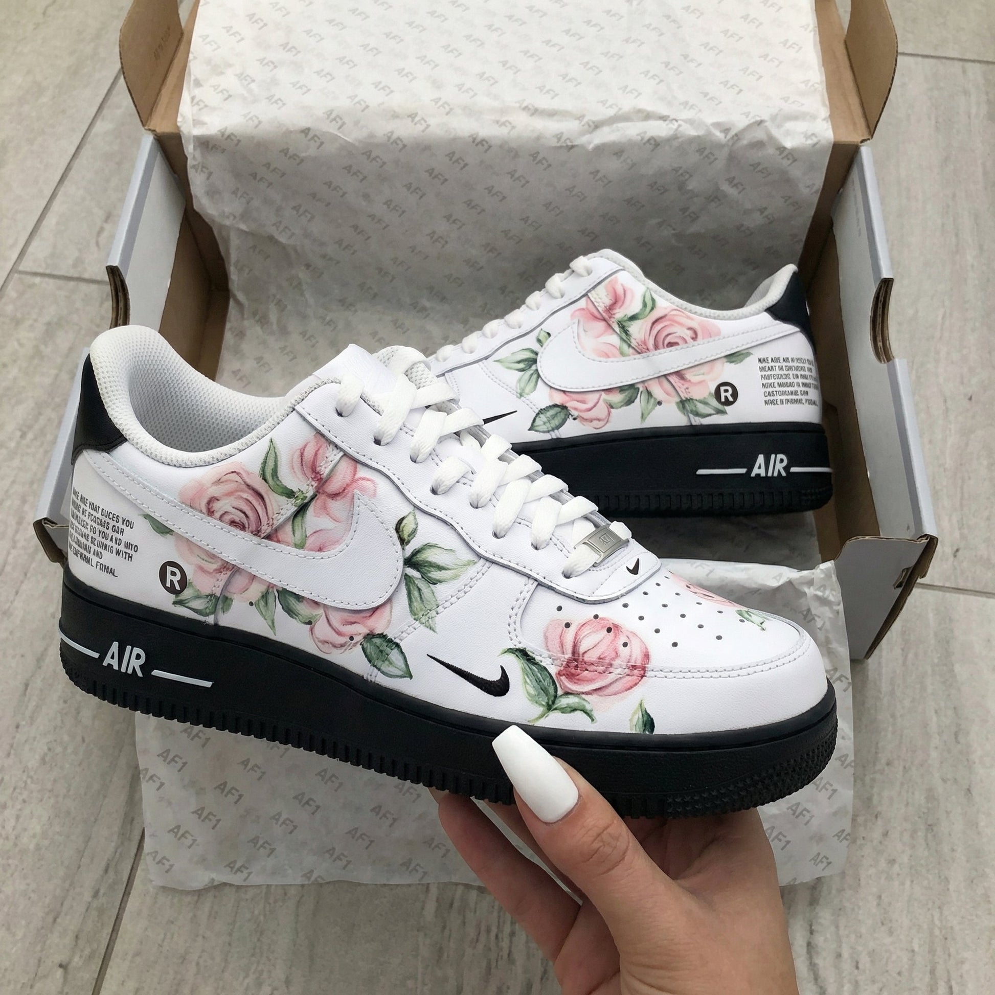Rose Pattern Pink Green Custom Air Force 1