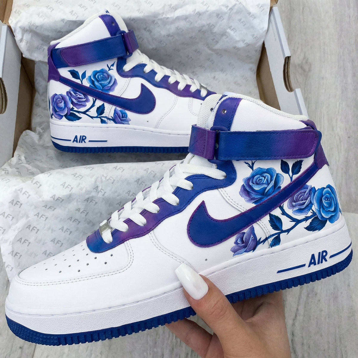 Rose Pattern Purple Blue Custom Air Force 1