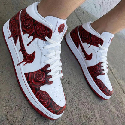 Rose Pattern Red White Custom Air Jordan 1
