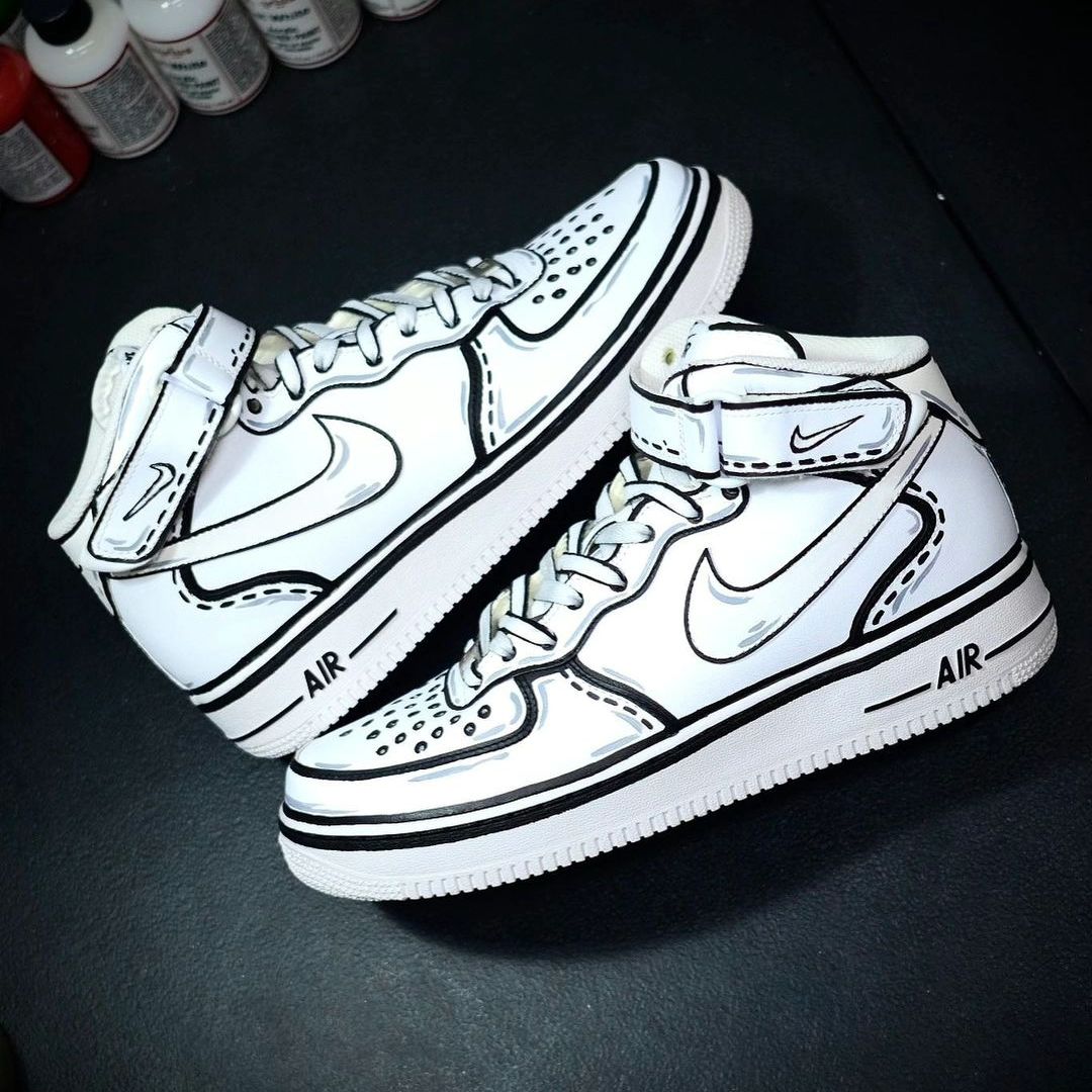 Sketchy Design Black White Custom Air Force 1