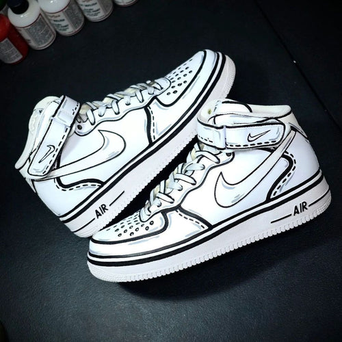 Sketchy Design Black White Custom Air Force 1