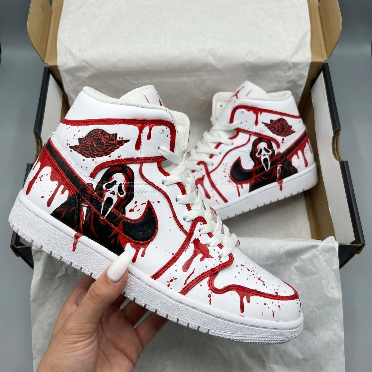 Slasher Movie Theme Red Black Custom Air Jordan 1