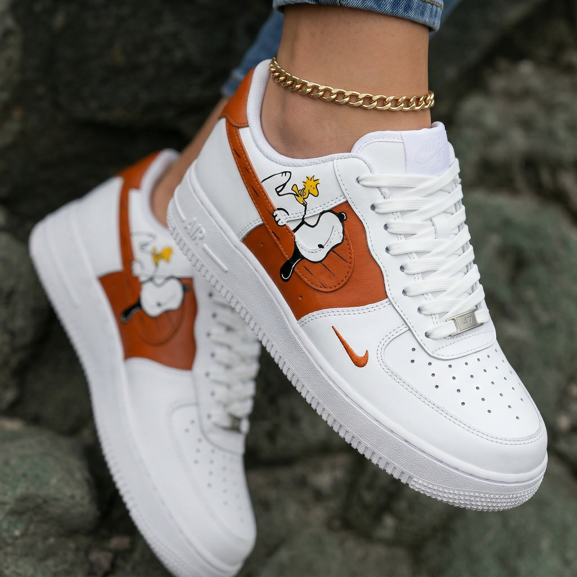 Snoopy Woodstock White Orange Custom Air Force 1