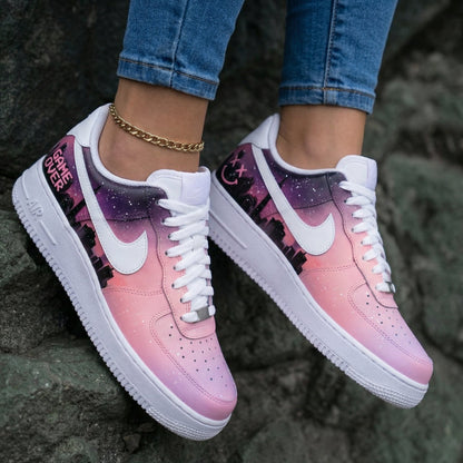 Space Cityscape Baby Pink Purple Custom Air Force 1