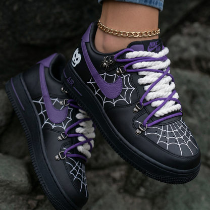 Spider Web Skull Spider Black Purple Custom Air Force 1