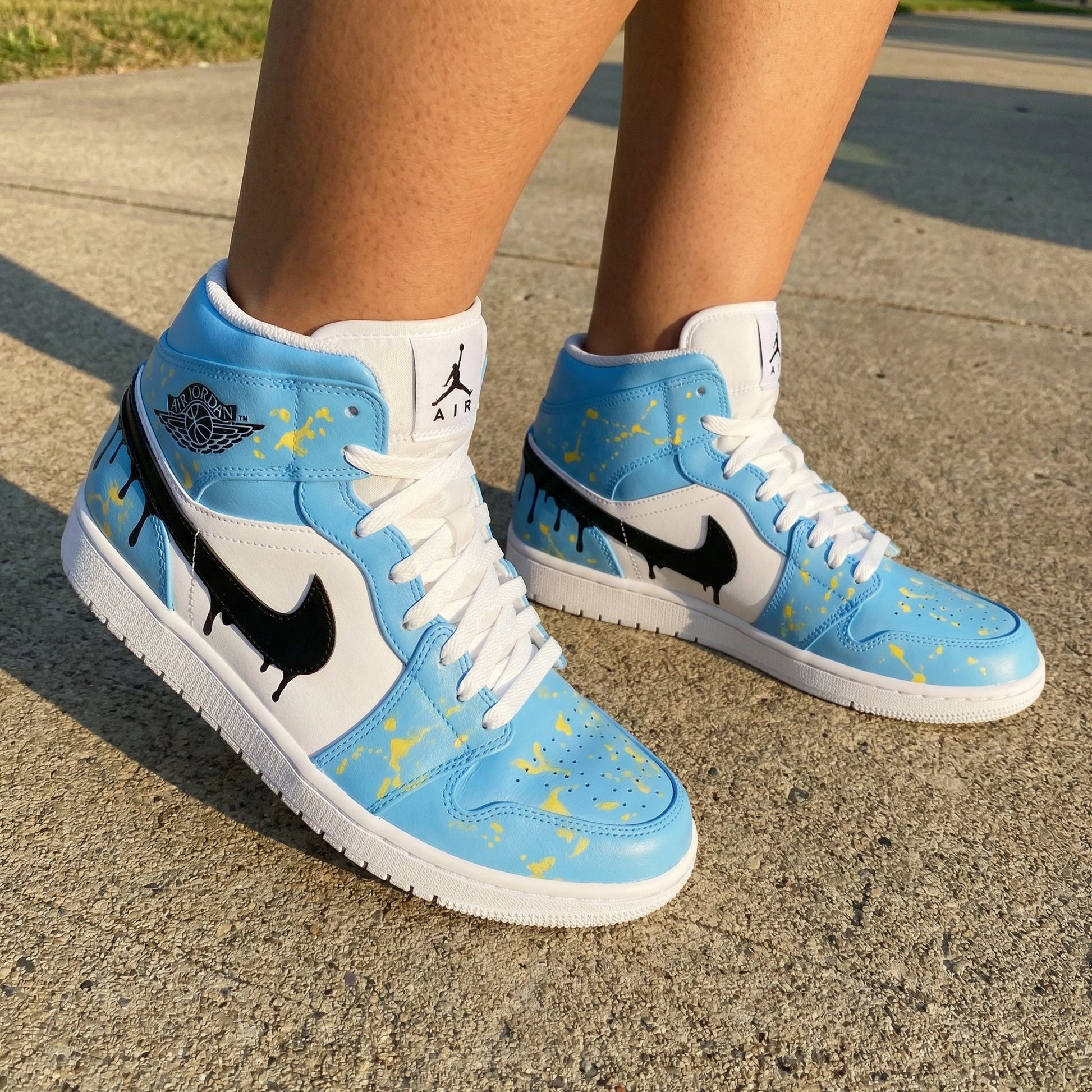 Splash Pattern Baby Blue White Custom Air Jordan 1
