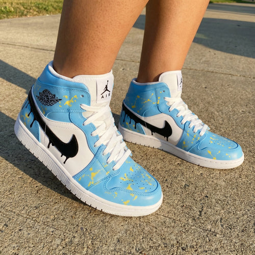 Splash Pattern Baby Blue White Custom Air Jordan 1