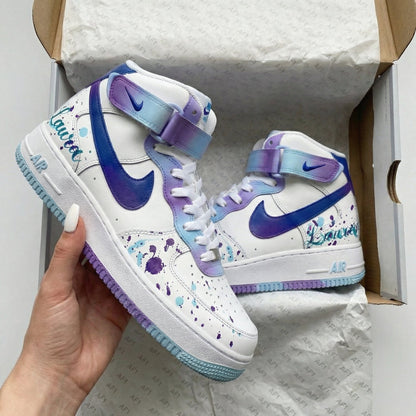 Splatter Design Baby Blue Purple Custom Air Force 1