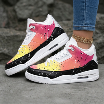 Splatter Gradient Yellow Pink Orange Black Custom Air Jordan 3