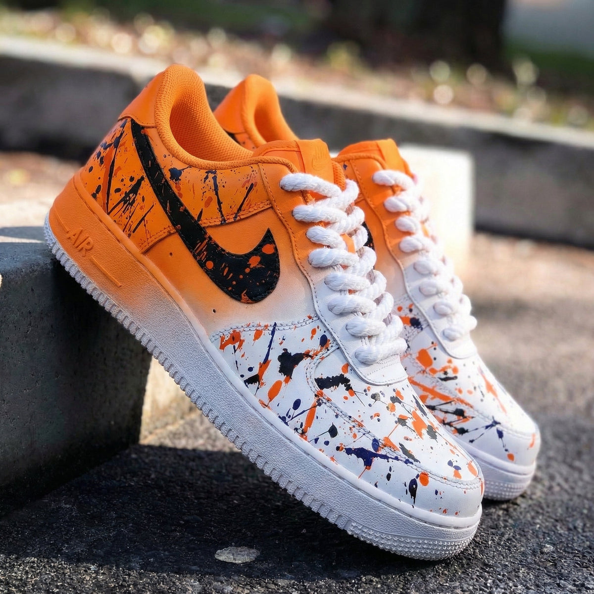 Splatter Orange Black Custom Air Force 1