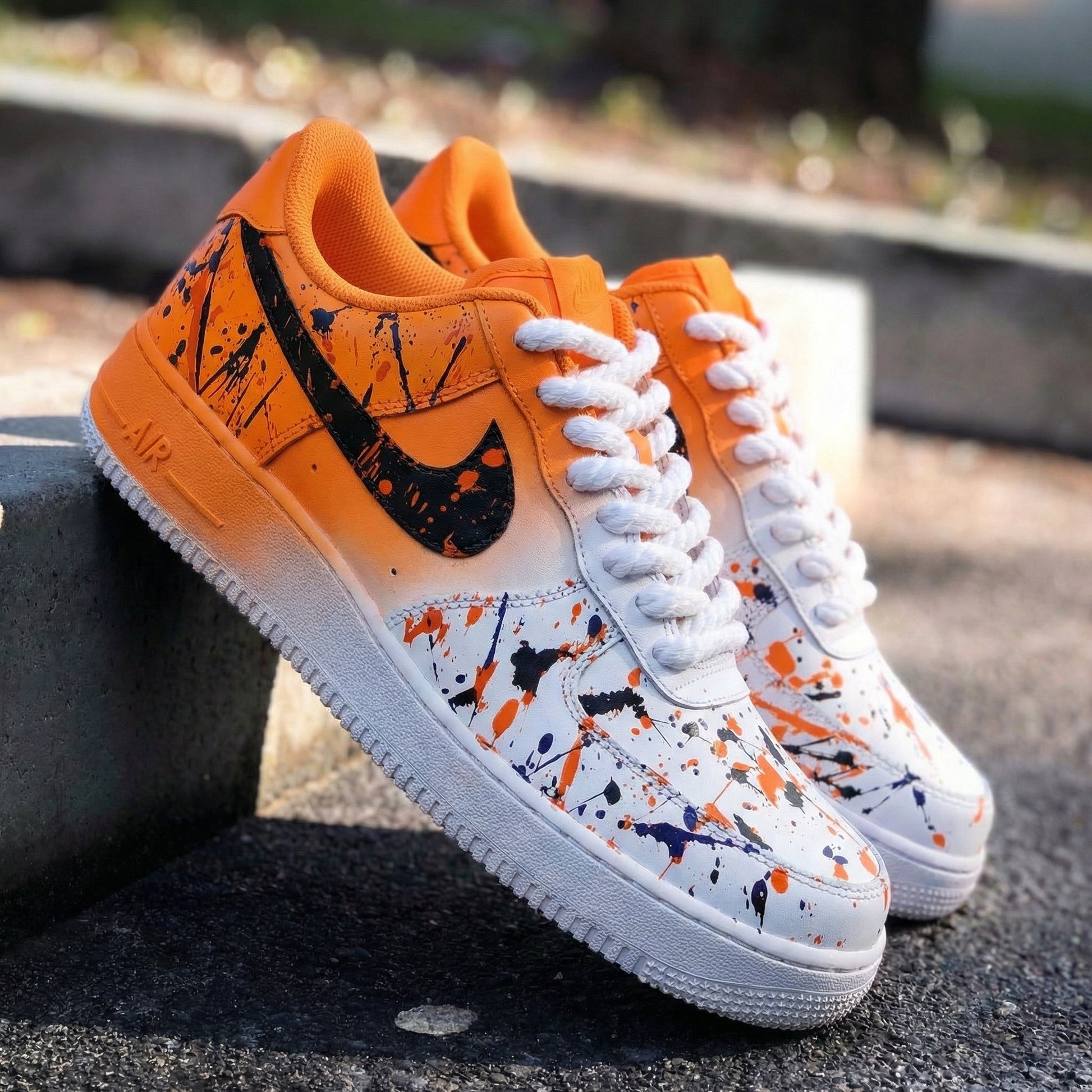 Splatter Orange Black Custom Air Force 1