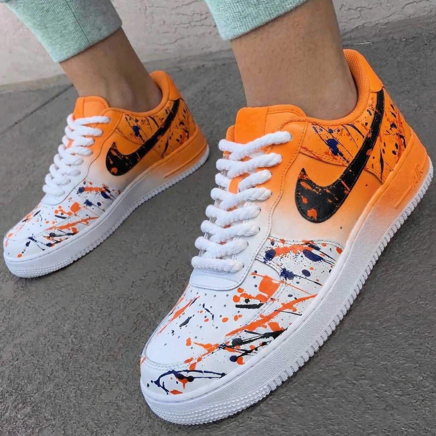Splatter Orange Black Custom Air Force 1