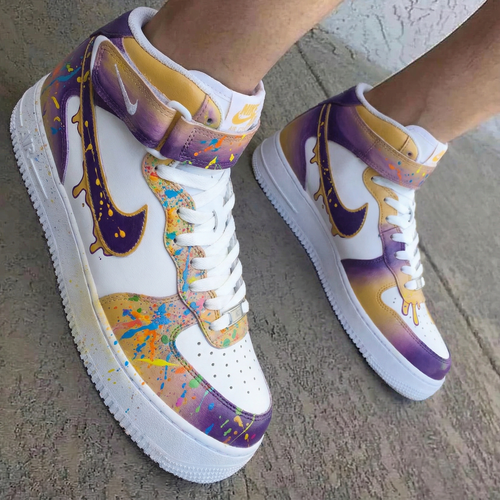Splatter Paint Purple Yellow Custom Air Force 1