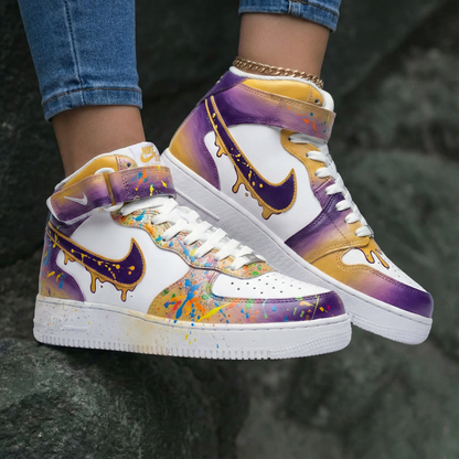 Splatter Paint Purple Yellow Custom Air Force 1