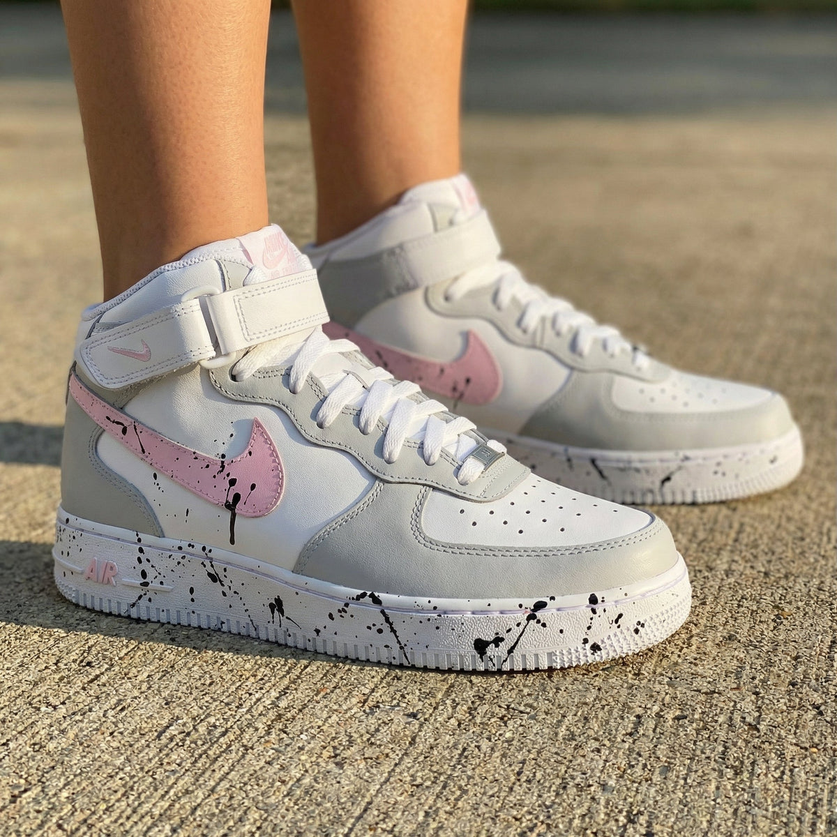 Splatter Pattern Baby Pink Grey Custom Air Force 1