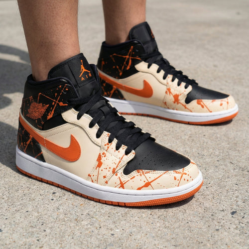 Splatter Pattern Black Orange Custom Air Jordan 1