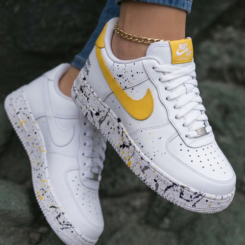 Splatter Yellow Black Gray Custom Air Force 1