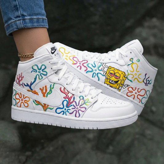 SpongeBob Colorful Flowers Corals Custom Air Jordan 1