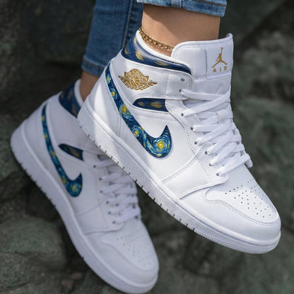 Starry Night Blue Gold Custom Air Jordan 1