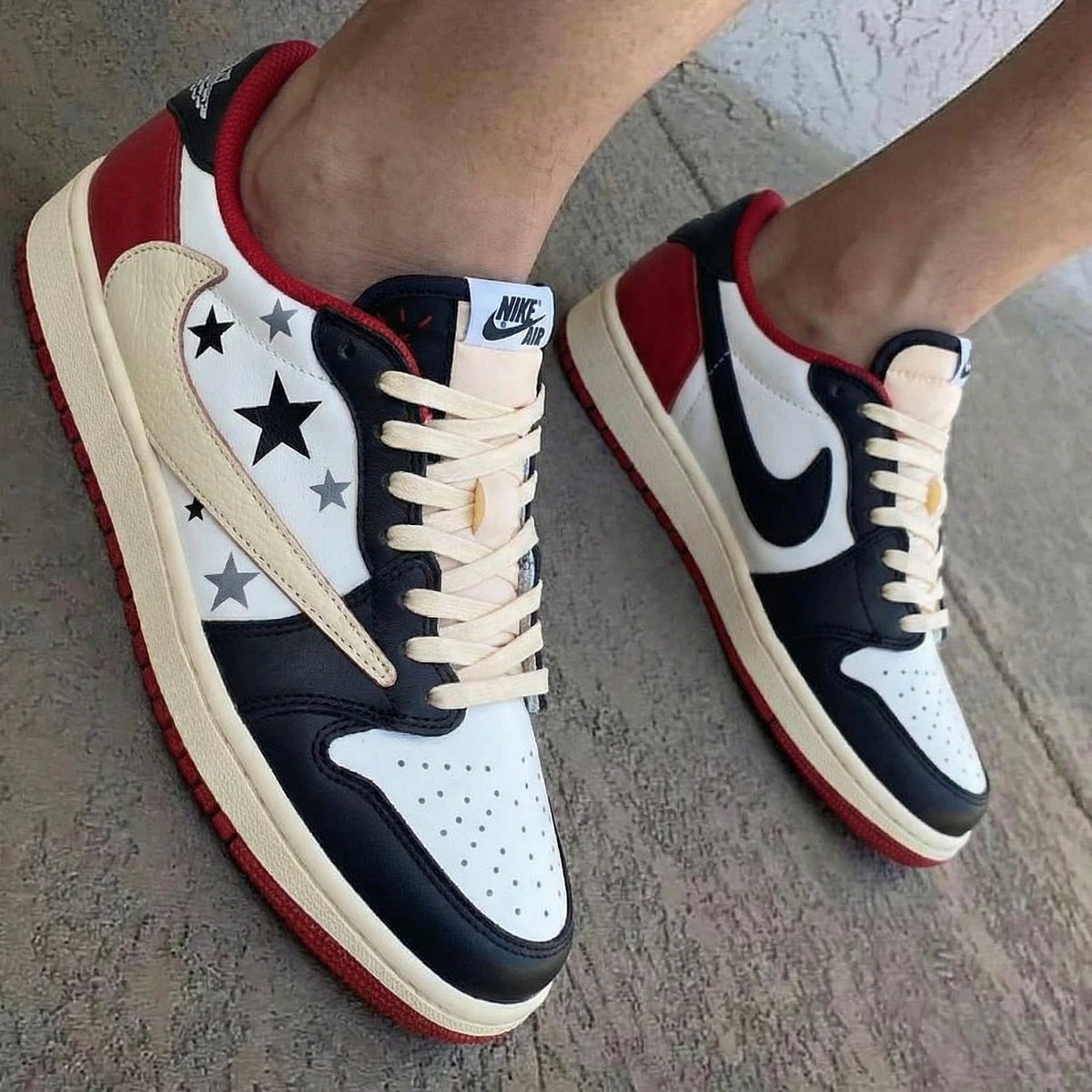 Stars Pattern Black Red Travis Scott Custom Air Jordan 1
