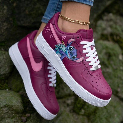 Stitch Hearts Burgundy Pink Custom Air Force 1