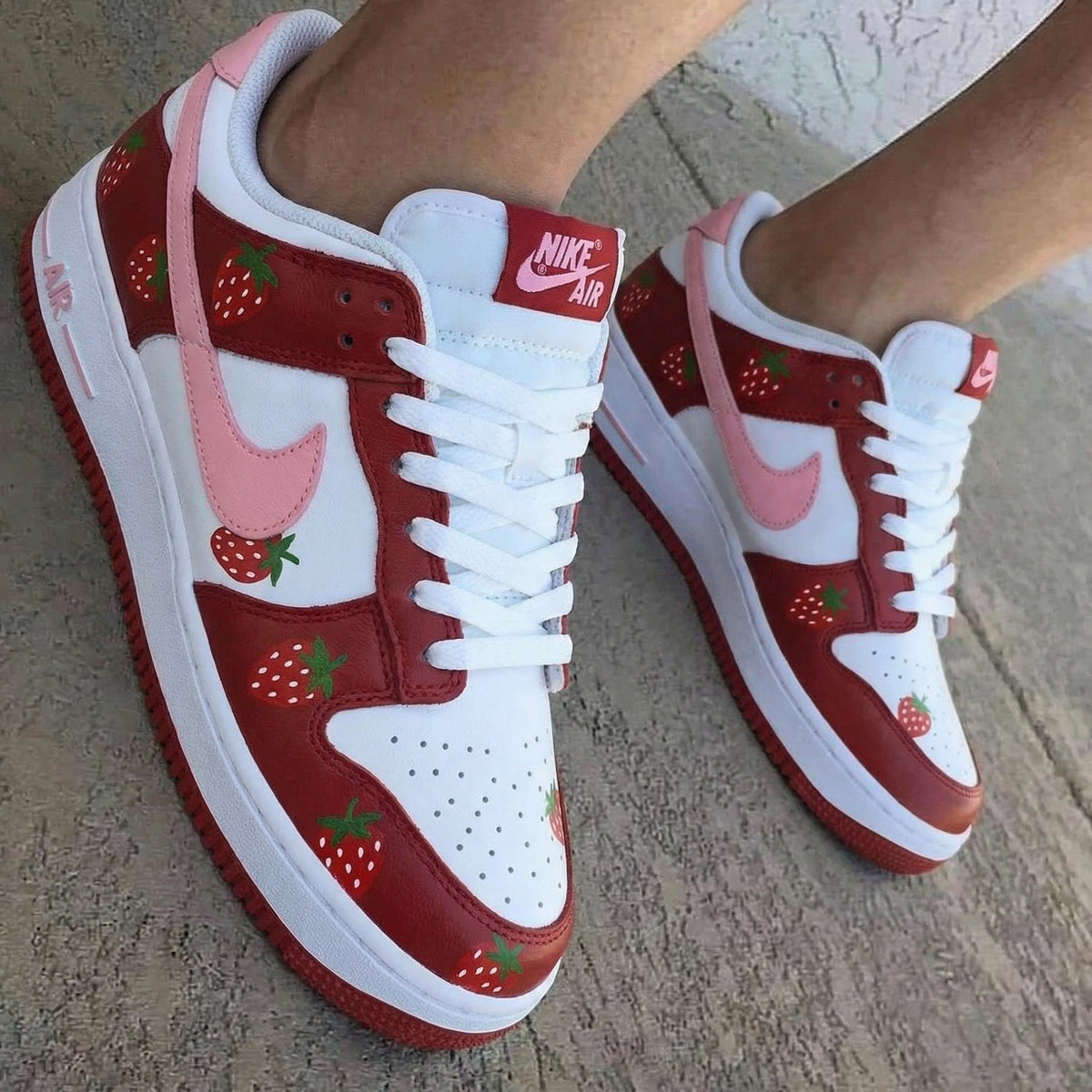 Strawberries Red Baby Pink Custom Air Force 1