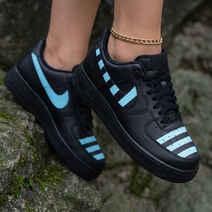 Striped Black Baby Blue Custom Air Force 1