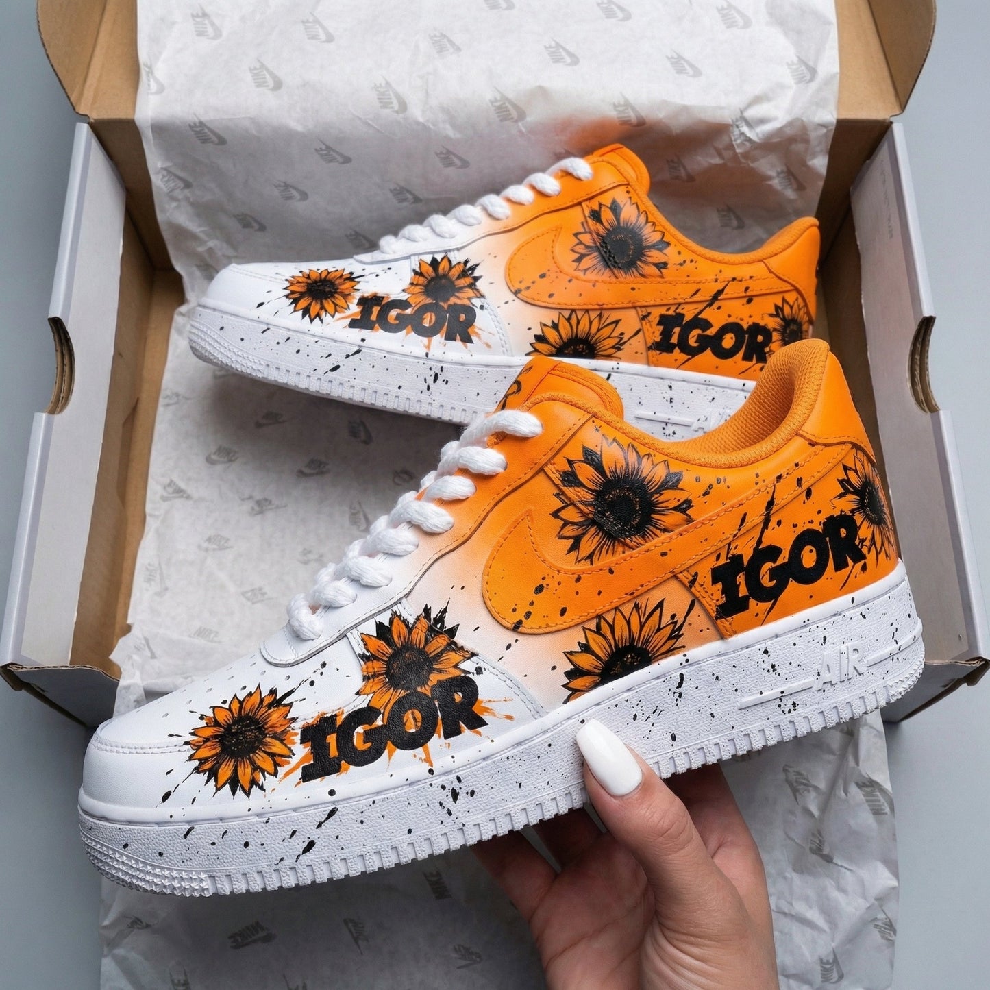 Sunflower Orange White Custom Air Force 1