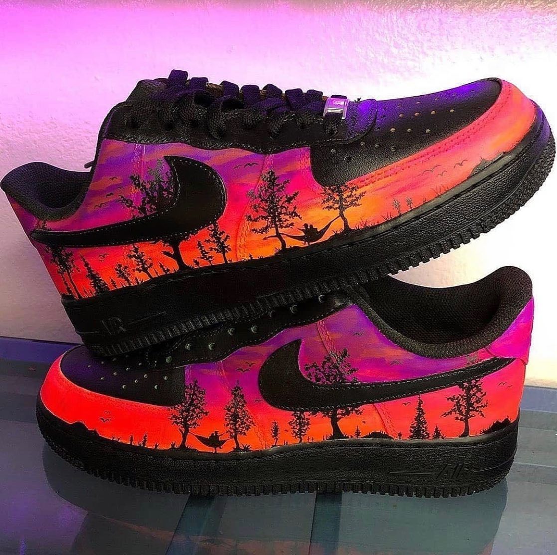 Sunset Landscape Black Pink Custom Air Force 1