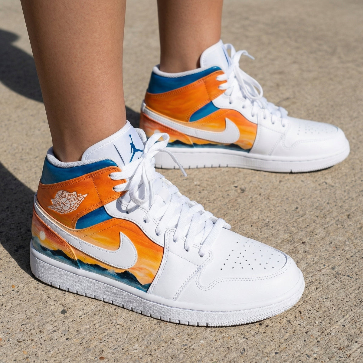 Sunset Landscape Orange Blue Custom Air Jordan 1