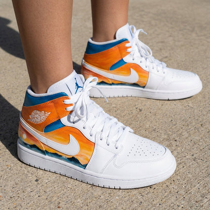 Sunset Landscape Orange Blue Custom Air Jordan 1