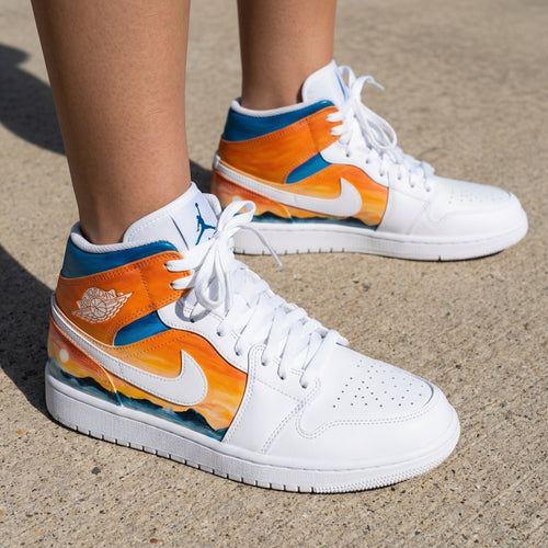 Sunset Landscape Orange Blue Custom Air Jordan 1