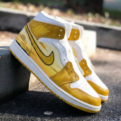 Sunset Pattern Yellow and White Custom Air Jordan 1