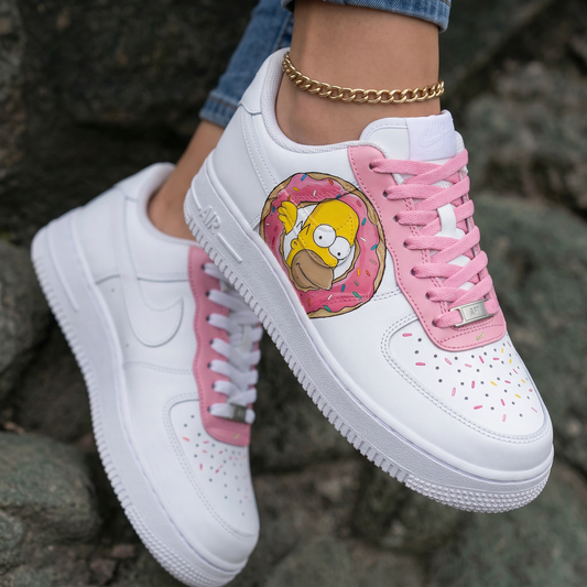 The Simpsons Donut White Baby Pink Custom Air Force 1