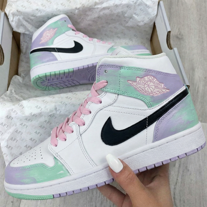 Tie - Dye Baby Pink Mint Green Custom Air Jordan 1