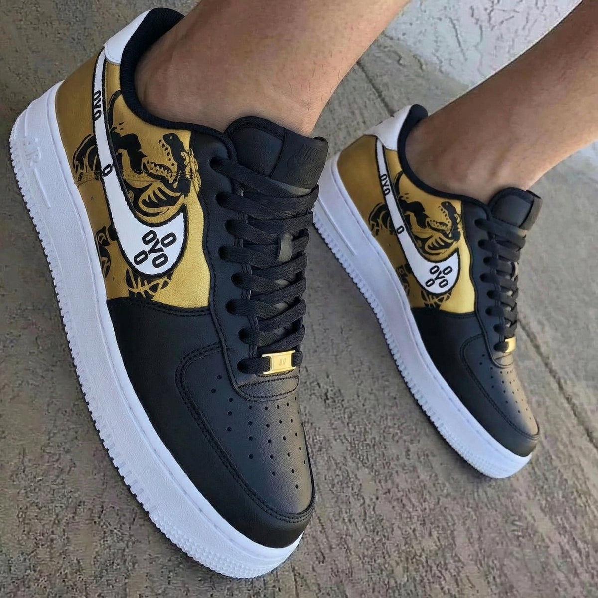 Tiger Pattern Gold Black Custom Air Force 1