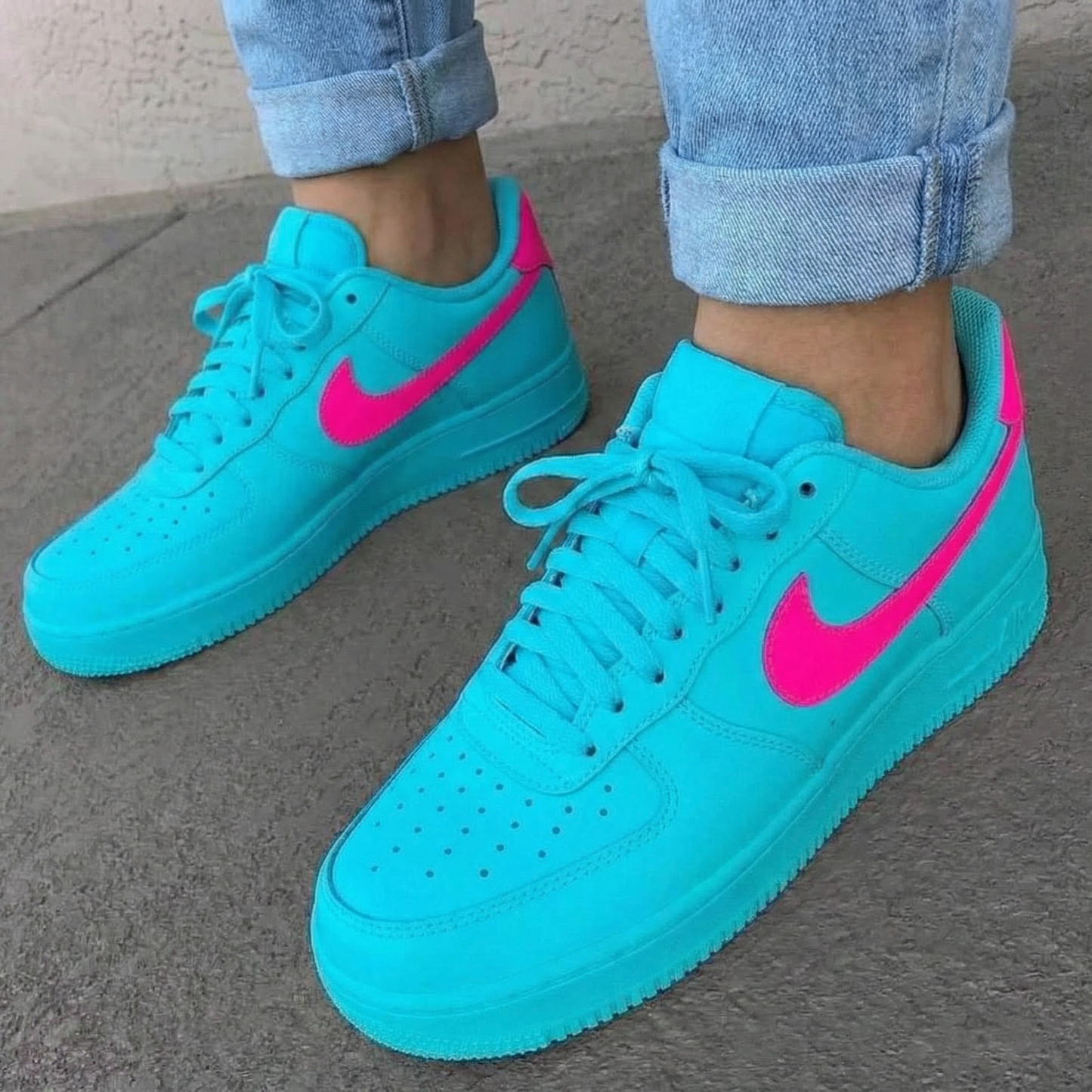 Vibrant Turquoise and Pink Custom Air Force 1