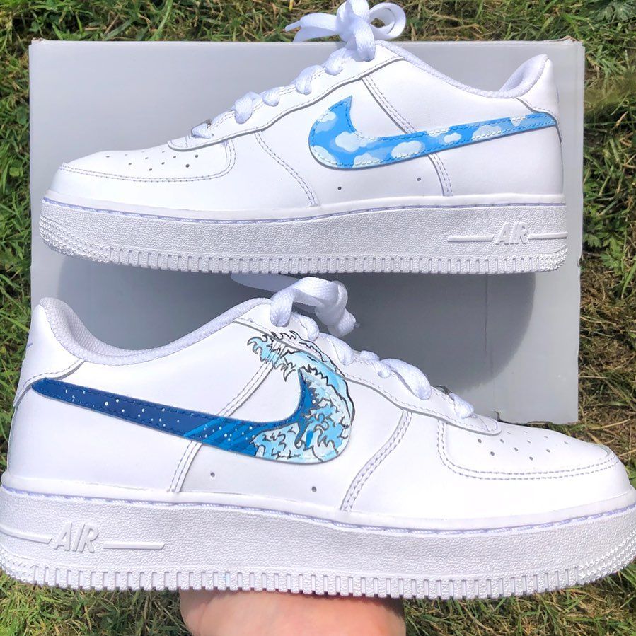 Wave Cloud Pattern Blue Custom Air Force 1