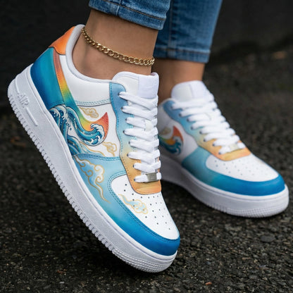 Wave Cloud Pattern Blue Orange Custom Air Force 1
