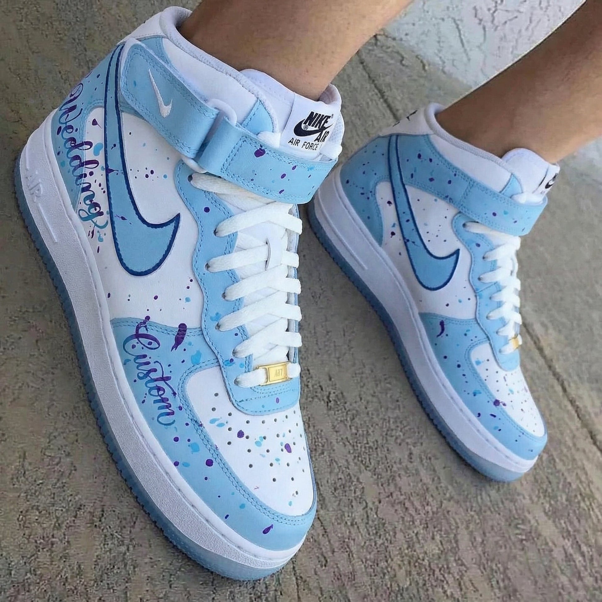 Wedding Theme Baby Blue Custom Air Force 1