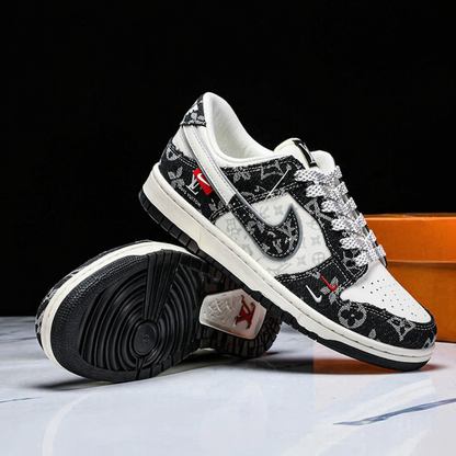 Hand Painted Denim Monogram Custom Dunk Sneakers